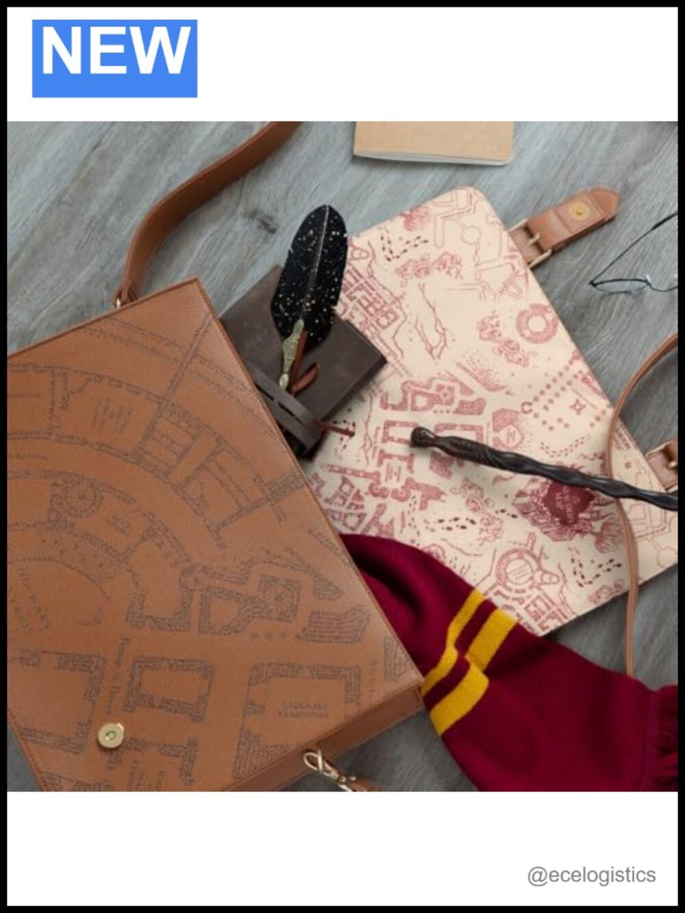 Harry Potter Marauder's Map Crossbody Satchel Purse with Top Handles, Vegan - Picture 2 of 6